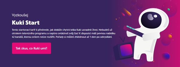 Vyzkouejte startovac tarif IPTV Kuki za 100 K beze smluv a zvazk